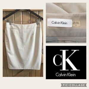 Calvin Klein Sz 6 Skirt Khaki Straight Lined NICE!